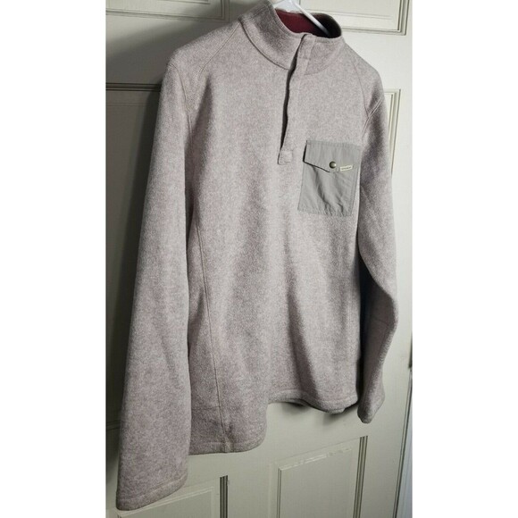 Woolrich Mens Oatmeal‎ Drifter 1/4 Button Fleece Collared Sweater Size Medium - Picture 2 of 7